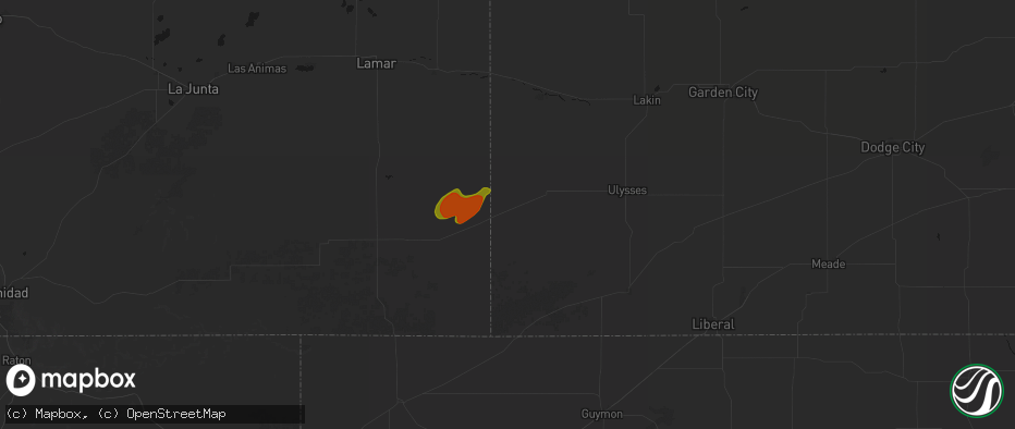 Hail map in Manter, KS on July 2, 2026