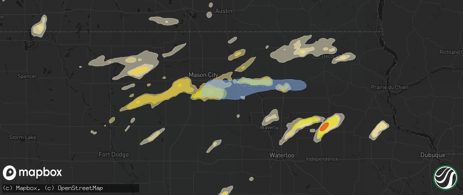 Hail map in Marble Rock, IA on July 2, 2026
