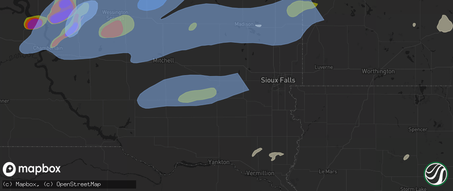 Hail map in Marion, SD on July 2, 2026