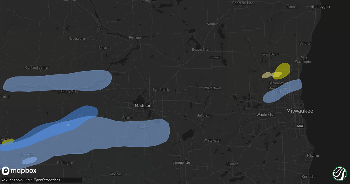 Hail map in Marshall, WI on July 2, 2026