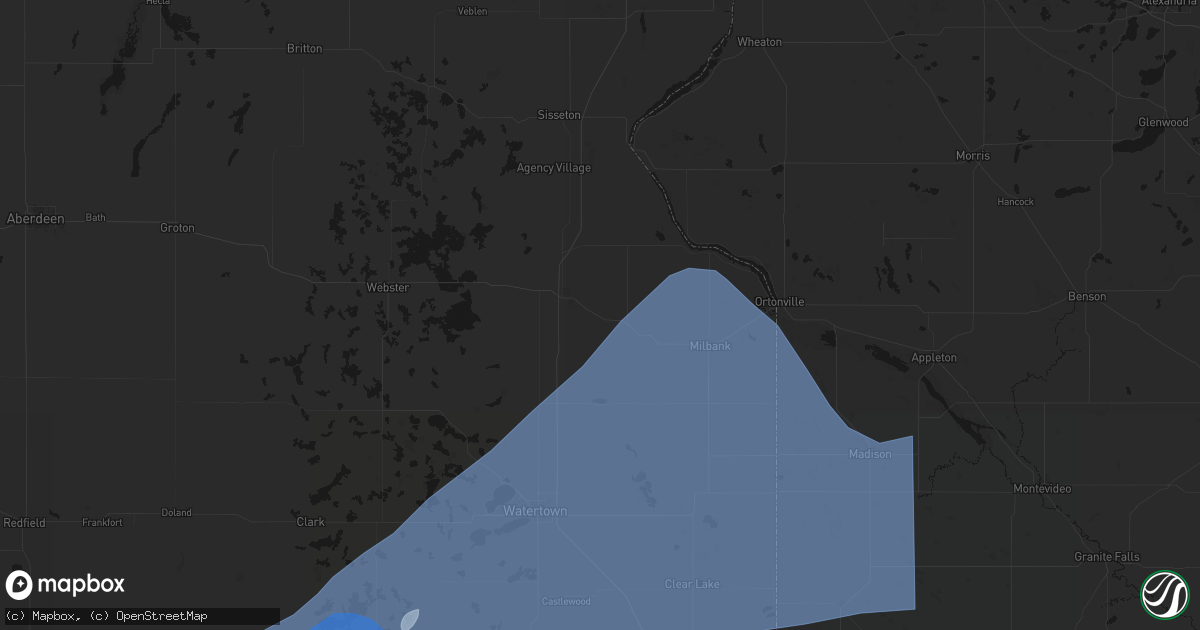 Hail map in Marvin, SD on July 2, 2026