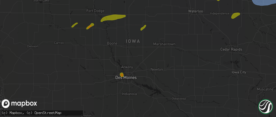 Hail map in Maxwell, IA on July 2, 2026