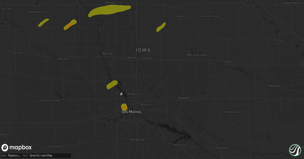 Hail map in Maxwell, IA on July 2, 2026