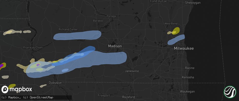 Hail map in Mcfarland, WI on July 2, 2026
