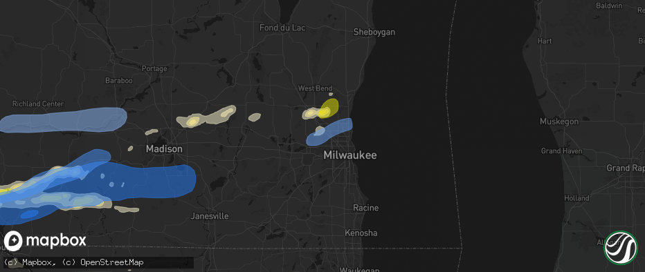 Hail map in Menomonee Falls, WI on July 2, 2026