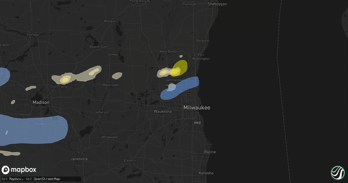 Hail map in Menomonee Falls, WI on July 2, 2026