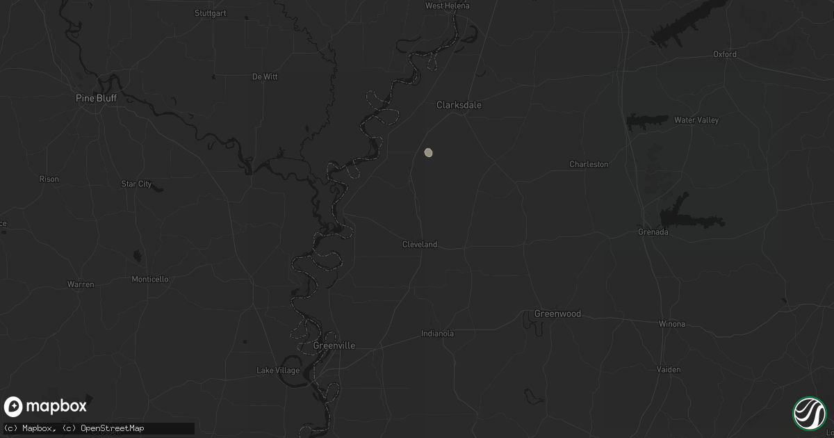 Hail map in Merigold, MS on July 2, 2026
