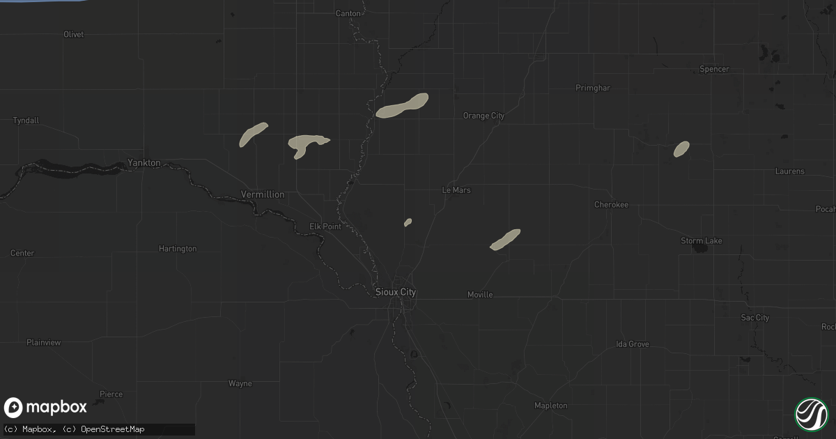 Hail map in Merrill, IA on July 2, 2026