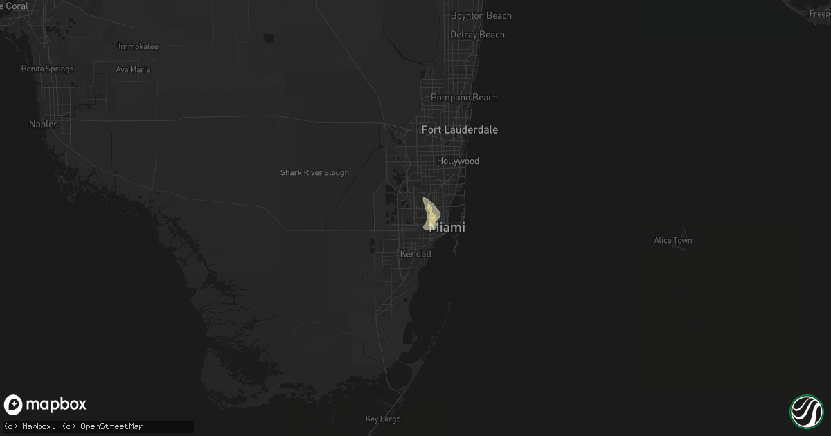 Hail map in Miami, FL on July 2, 2026