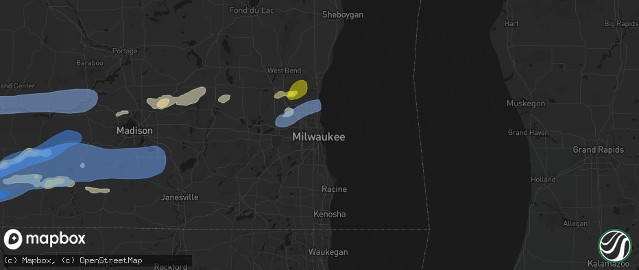 Hail map in Milwaukee, WI on July 2, 2026