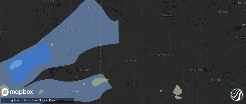 Hail map in Minneota, MN on July 2, 2026