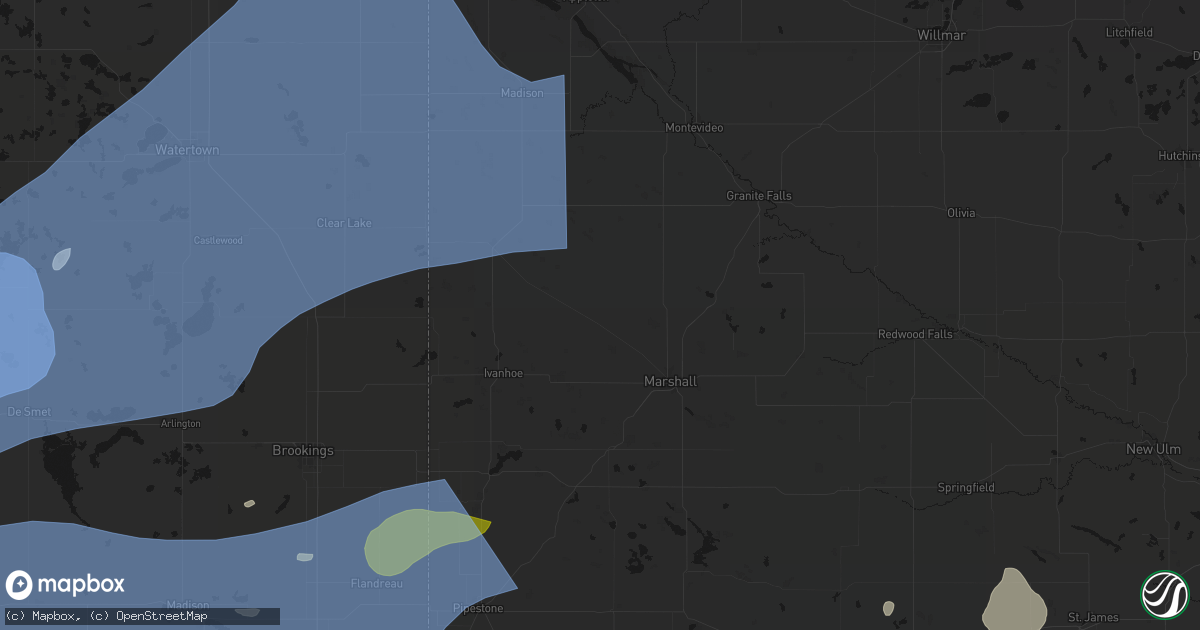 Hail map in Minneota, MN on July 2, 2026