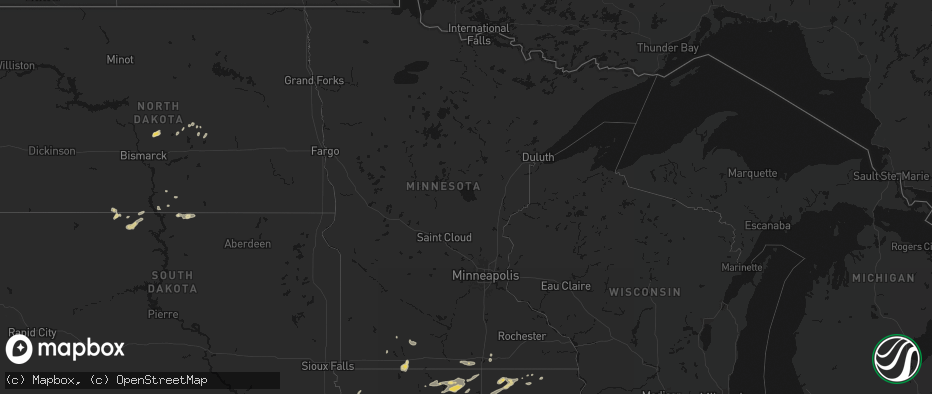Hail map in Minnesota on July 2, 2026