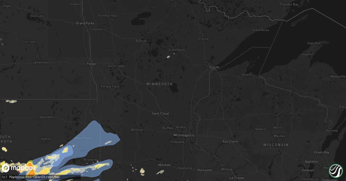 Hail map in Minnesota on July 2, 2026