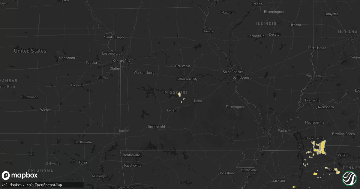 Hail map in Missouri on July 2, 2026