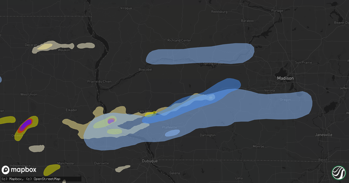 Hail map in Montfort, WI on July 2, 2026