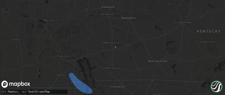 Hail map in Mortons Gap, KY on July 2, 2026