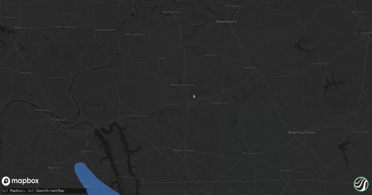 Hail map in Mortons Gap, KY on July 2, 2026