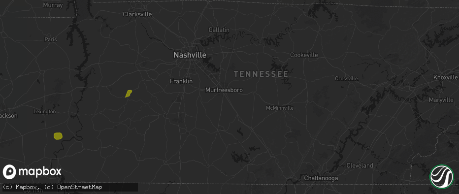 Hail map in Murfreesboro, TN on July 2, 2026