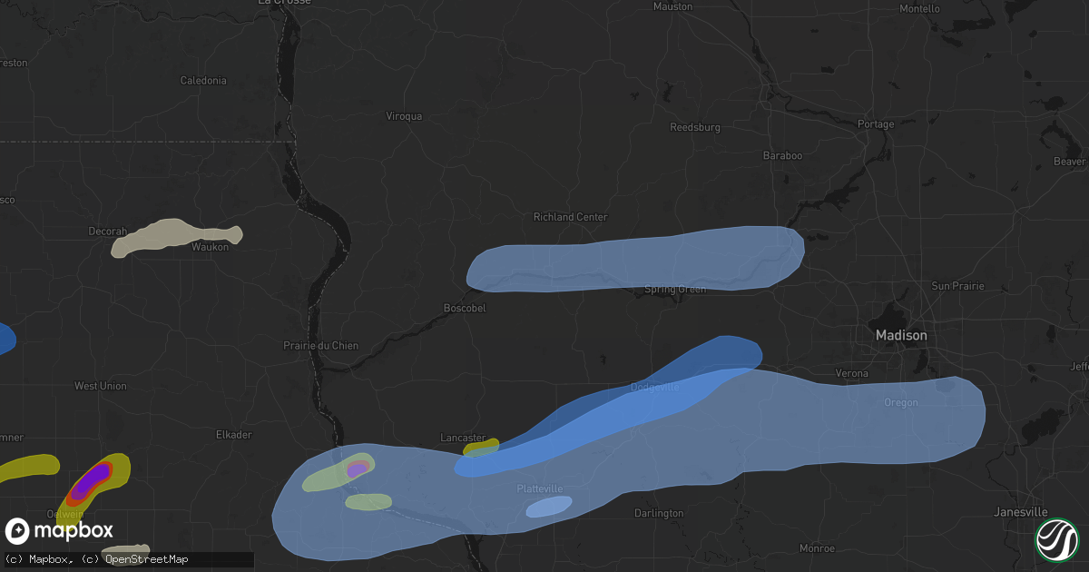 Hail map in Muscoda, WI on July 2, 2026