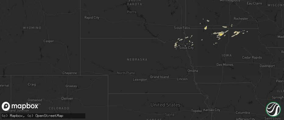 Hail map in Nebraska on July 2, 2026