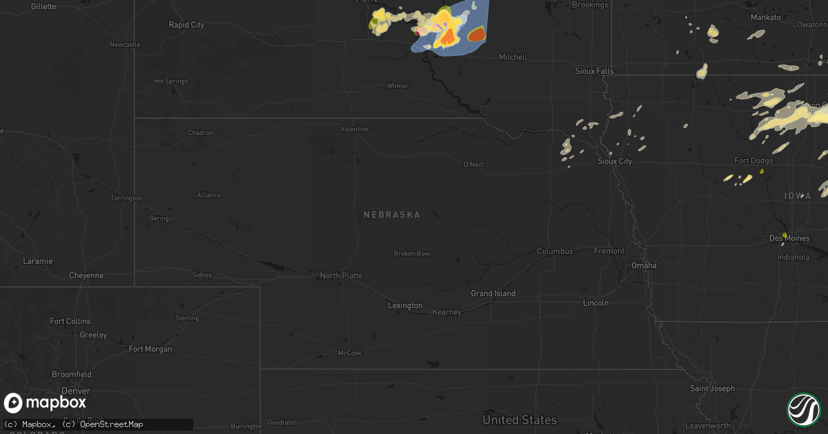 Hail map in Nebraska on July 2, 2026