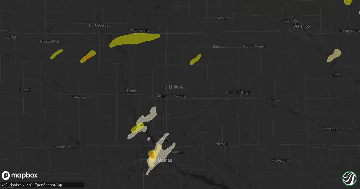 Hail map in Nevada, IA on July 2, 2026