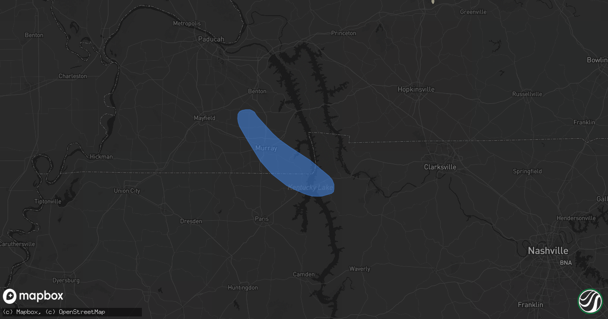 Hail map in New Concord, KY on July 2, 2026