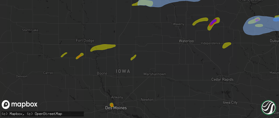 Hail map in New Providence, IA on July 2, 2026