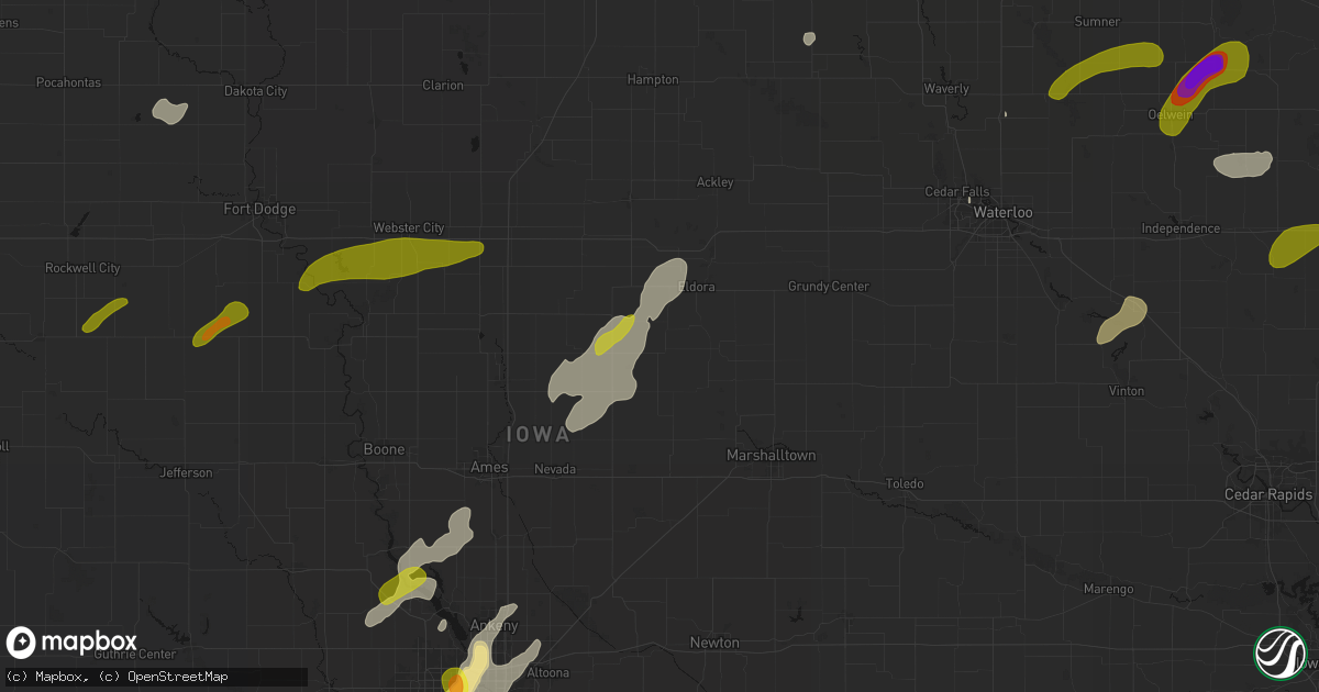 Hail map in New Providence, IA on July 2, 2026