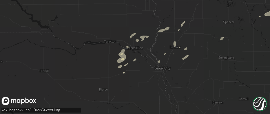 Hail map in Newcastle, NE on July 2, 2026