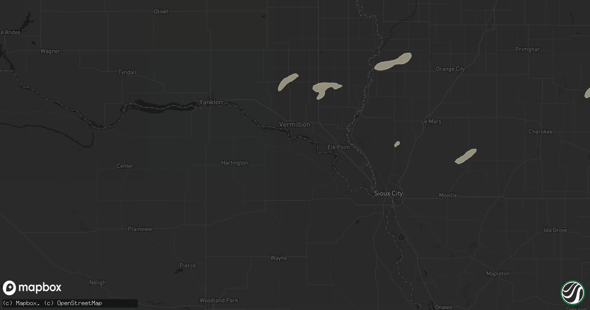 Hail map in Newcastle, NE on July 2, 2026