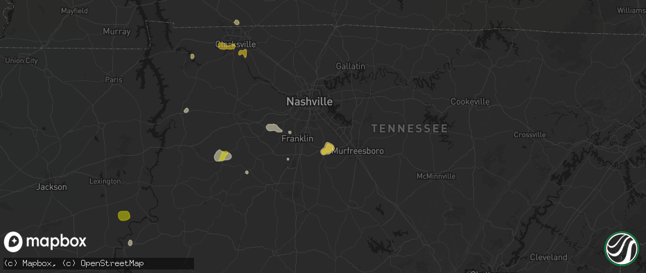 Hail map in Nolensville, TN on July 2, 2026
