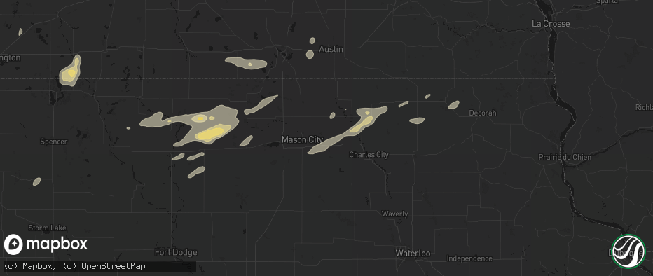 Hail map in Nora Springs, IA on July 2, 2026