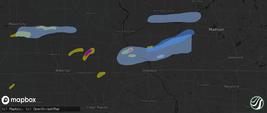 Hail map in North Buena Vista, IA on July 2, 2026