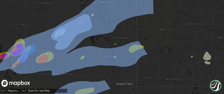 Hail map in Nunda, SD on July 2, 2026
