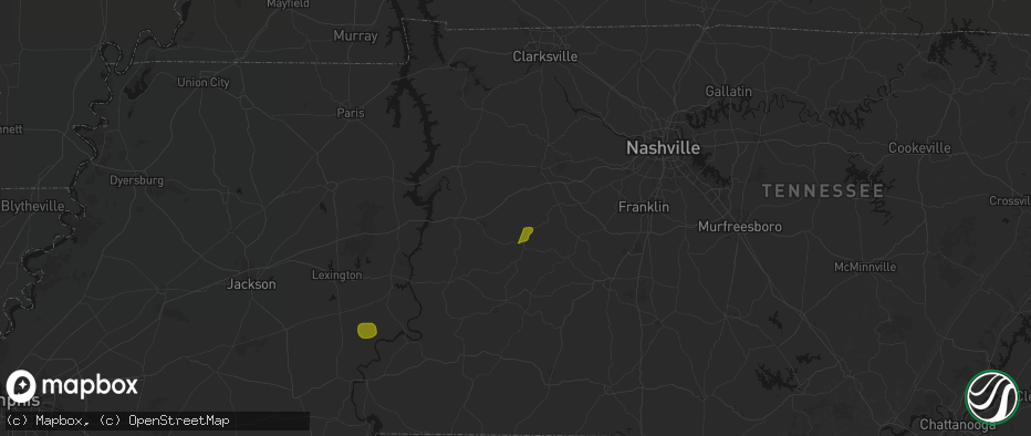 Hail map in Nunnelly, TN on July 2, 2026