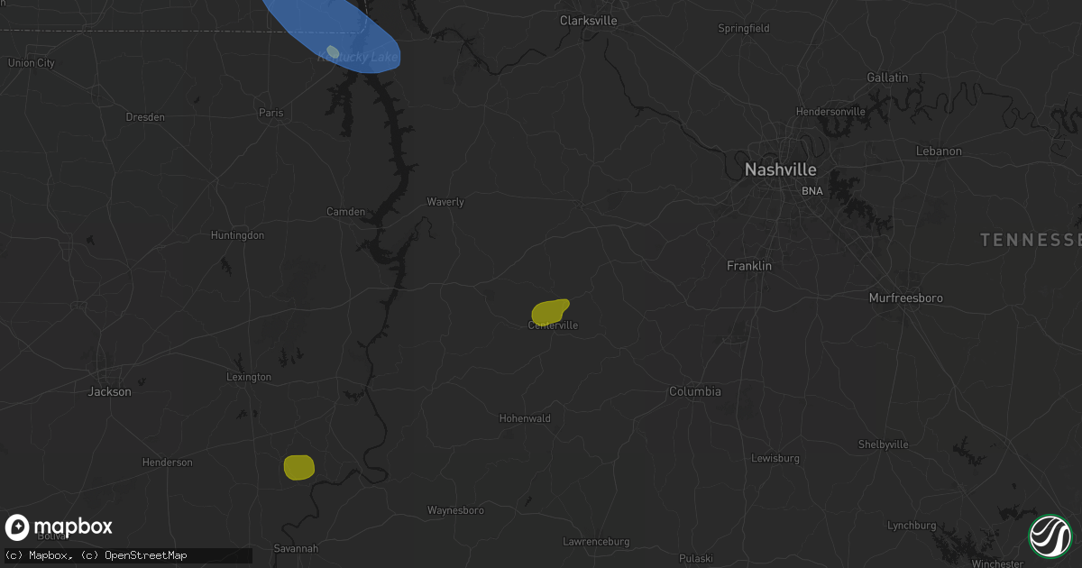 Hail map in Nunnelly, TN on July 2, 2026