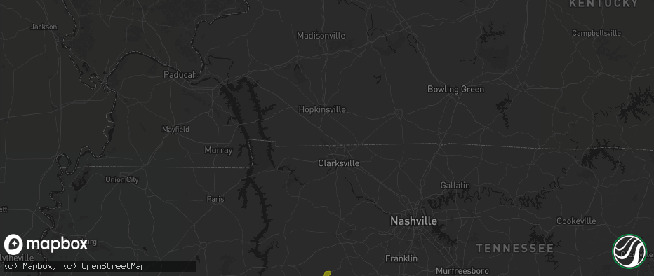 Hail map in Oak Grove, KY on July 2, 2026