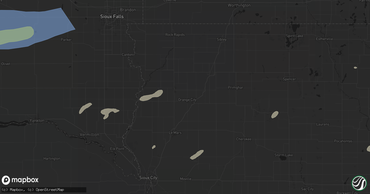 Hail map in Orange City, IA on July 2, 2026