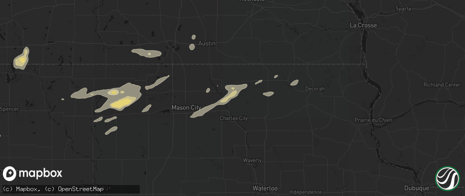 Hail map in Orchard, IA on July 2, 2026