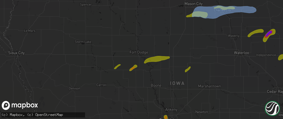 Hail map in Otho, IA on July 2, 2026
