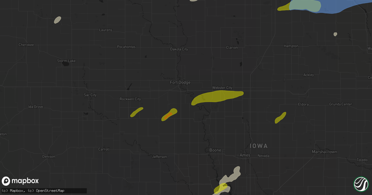 Hail map in Otho, IA on July 2, 2026
