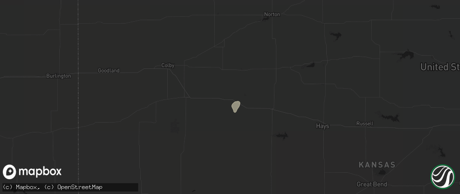 Hail map in Park, KS on July 2, 2026