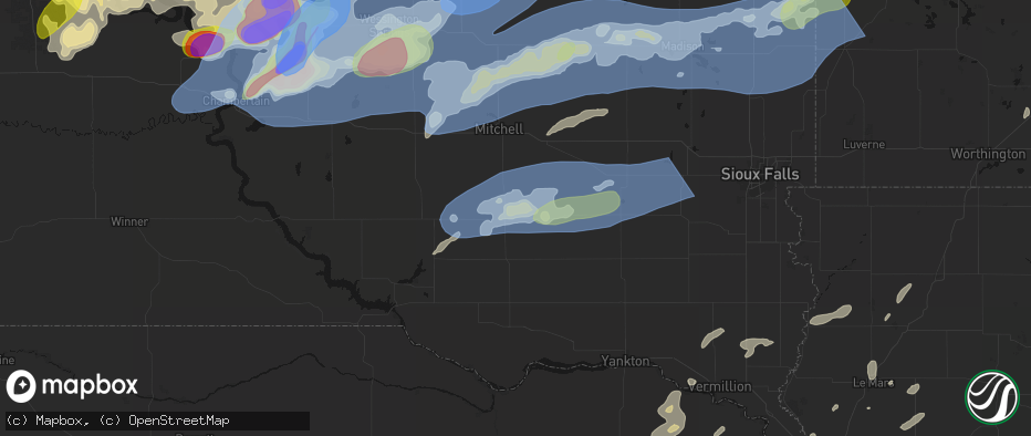 Hail map in Parkston, SD on July 2, 2026