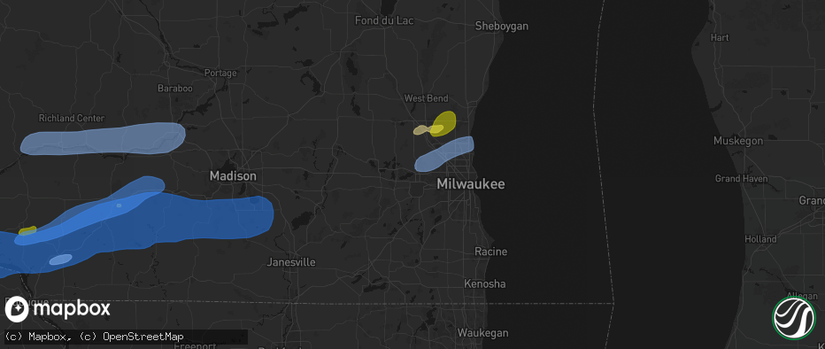 Hail map in Pewaukee, WI on July 2, 2026