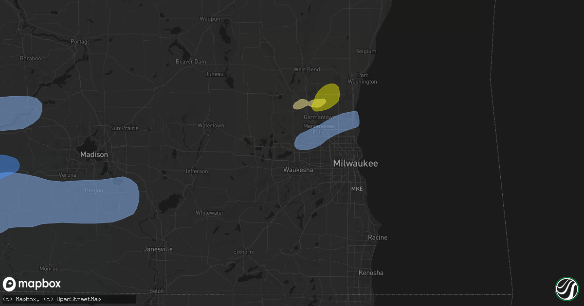 Hail map in Pewaukee, WI on July 2, 2026
