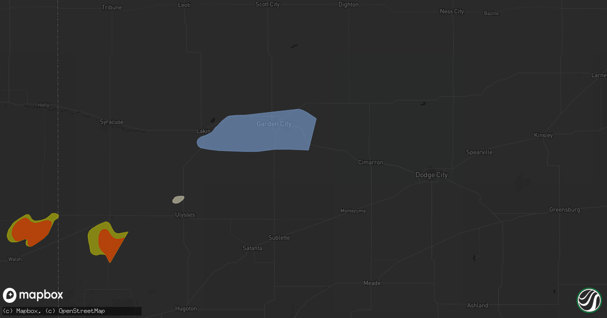 Hail map in Pierceville, KS on July 2, 2026