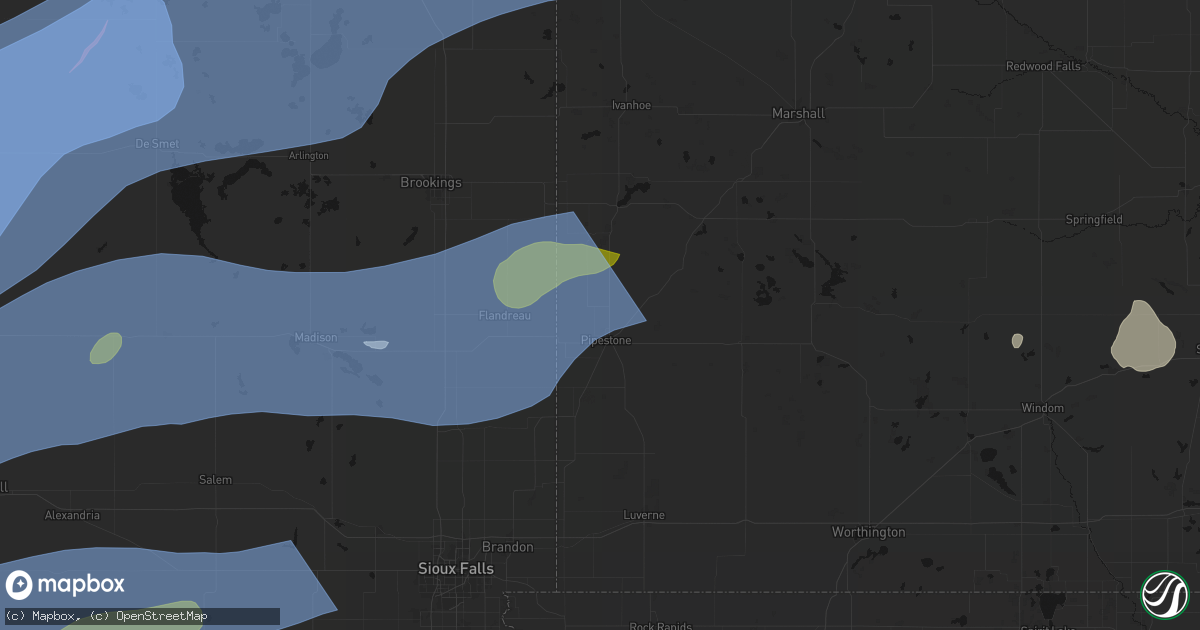 Hail map in Pipestone, MN on July 2, 2026