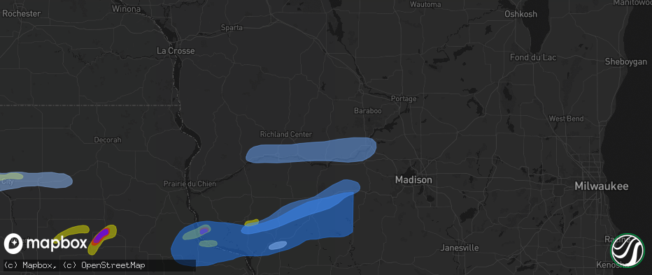 Hail map in Plain, WI on July 2, 2026